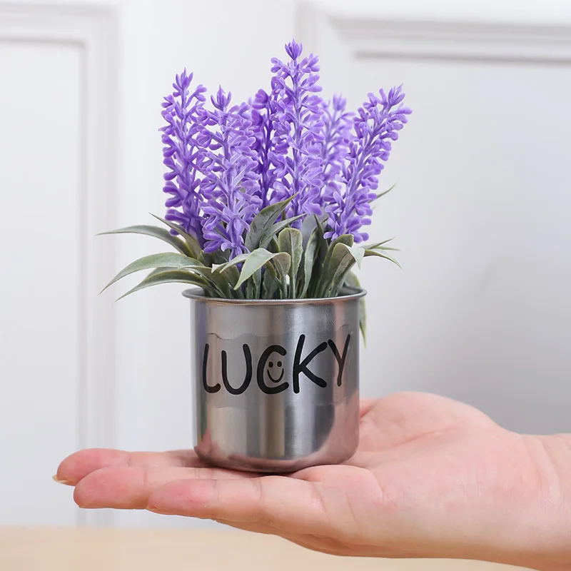 1PC Artificial Flower Lavender Potted Plant, Home, Restaurant, Office, Store DIY Desktop, Counter, Window Sill Decoration