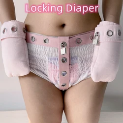 ABDL locking Diaper Lover Lock Accessories Lockable For Adults DDLG Sissy Strap Anti Removal Restraining Bondage Belts