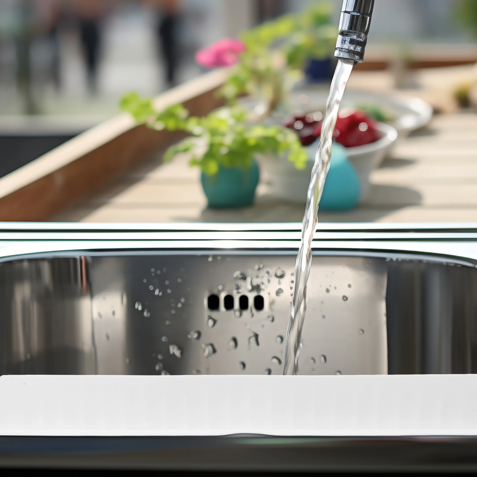 

1Pcs Long White Silicone Sink Splash Guard Kitchen Sink Baffle Board Splashproof Water Barrier