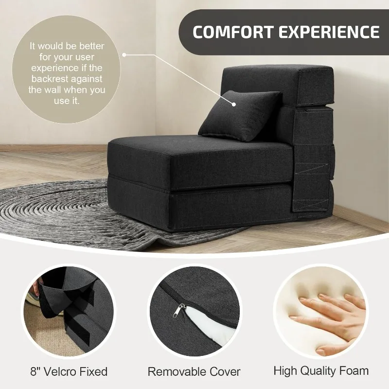 Divano letto pieghevole con cuscino: sedia convertibile, divano da terra e materasso per dormire, letto pieghevole in memory foam per soggiorno/Do