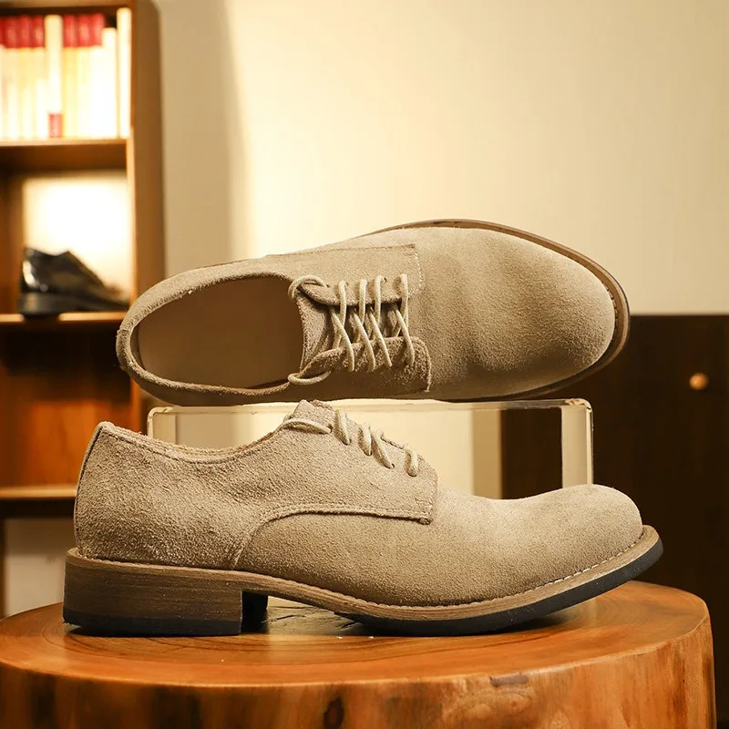 Handmade Genuine Leather Low Top Derby Casual Leather Shoes Men's Cow Suede Comfort Dress Designer Work High Quality Shoes Male
