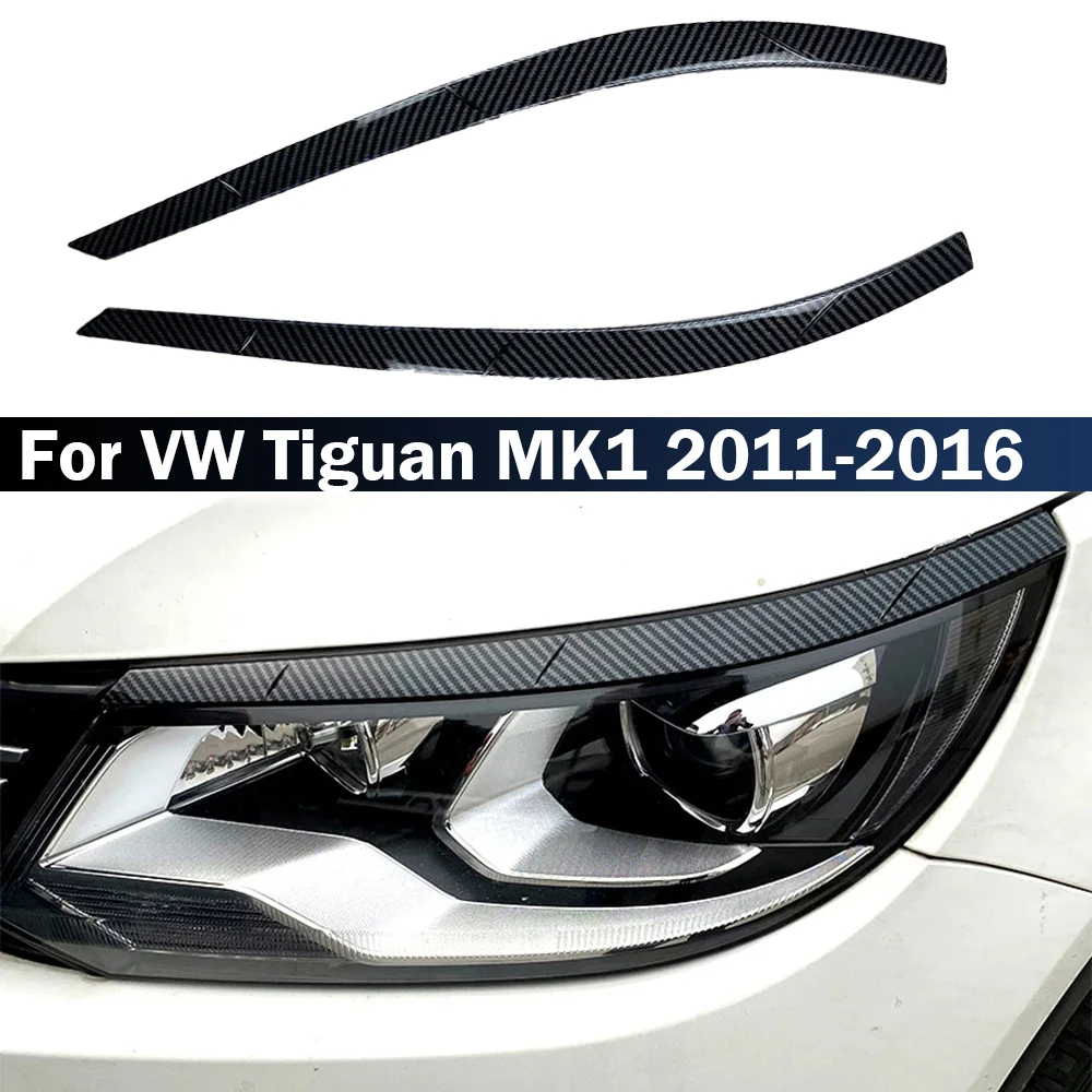 

Car Front Headlights Sticker Front Eyebrow Eyelid Trim Cover Accessories Glossy Black Carbon Fiber for VW Tiguan MK1 2011-2016