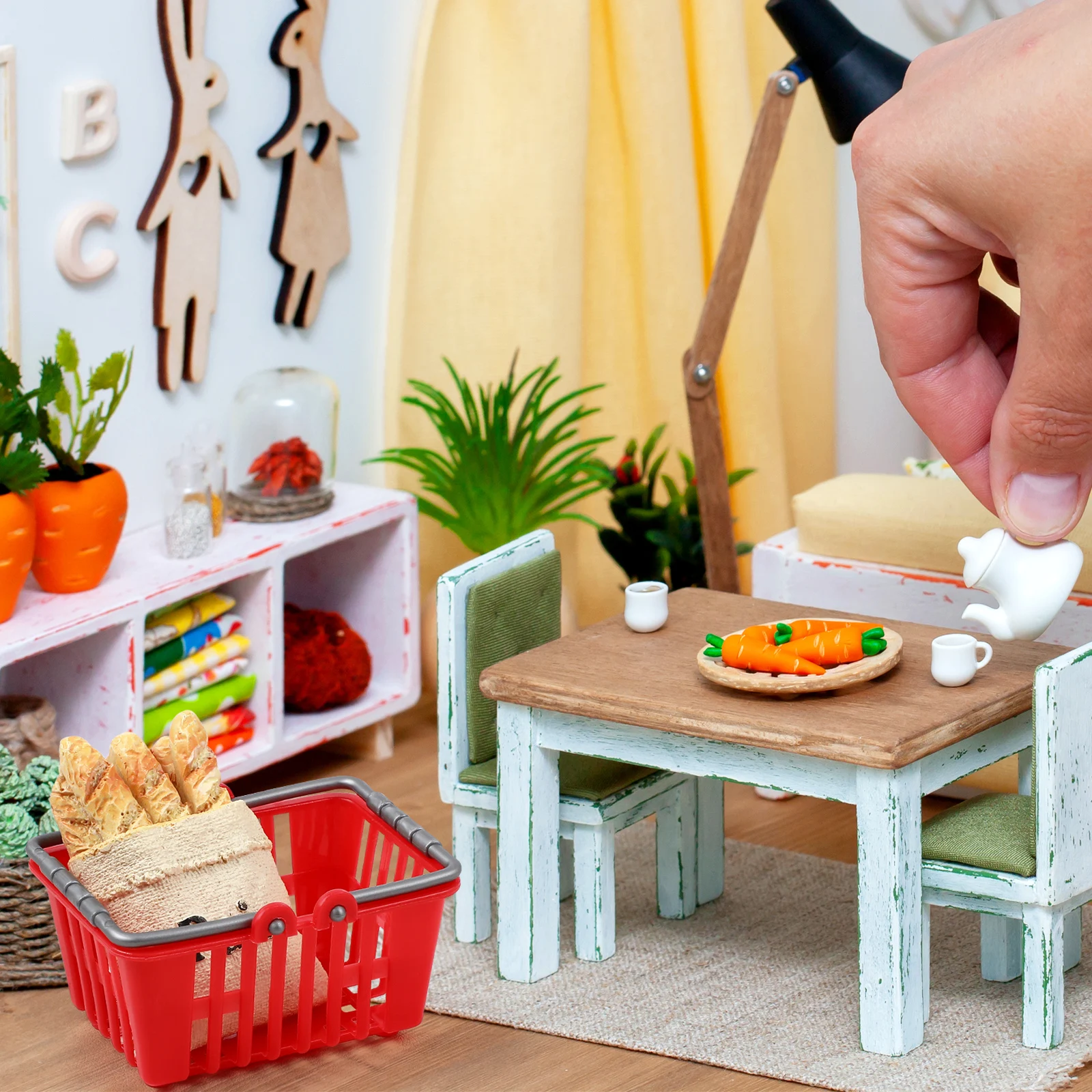 

Mini Shopping Basket Cart Toys Grocery Household Plastic Mininature Shoping Toddler