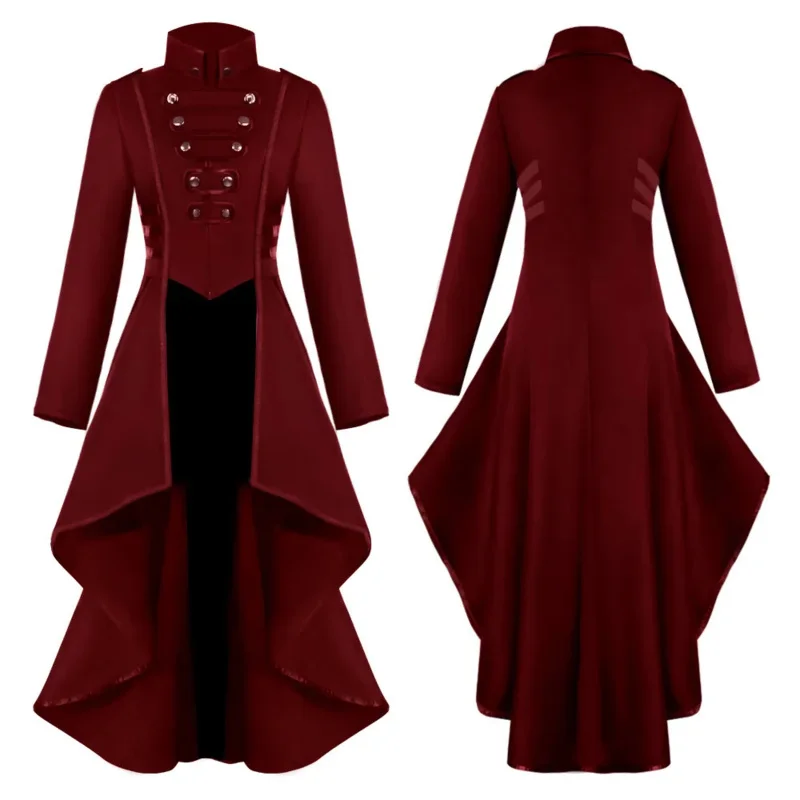 Retro Medieval Steampunk Costumes Gothic Cosplay Costumes Women's Tailcoat Jacket Lady Victorian Coat Halloween Party Tuxedo