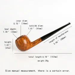 MUXIANG straight handle boule tobacco pipe briar wood handmade pipe pomme smoking pipe 3mm pipe channel design gift for smoker