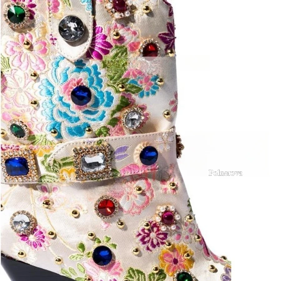Diamenty zdobione kryształami krótkie buty ogrodowe znak wodny buty na wysokim obcasie damskie buty wygodne niskie chrapki 2023 Plus Size