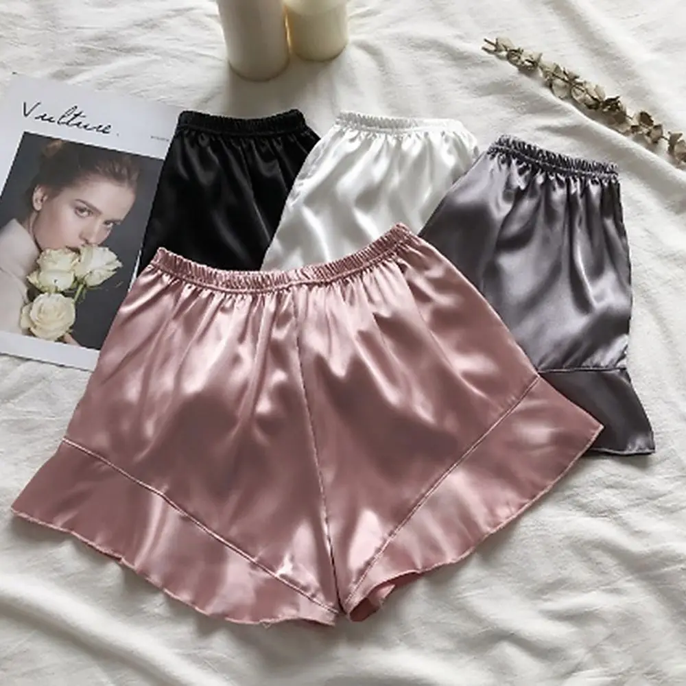 

Women Matte Silk Anti Emptied Shorts Ruffle Safety Pants