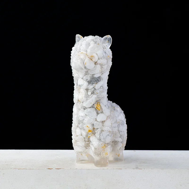 Polished Pocket Stone Engraved Rose Quartz Alpaca Sculpture Crystal Alpaca Statue Polished Hand Carved Alpaca Figurine For Car