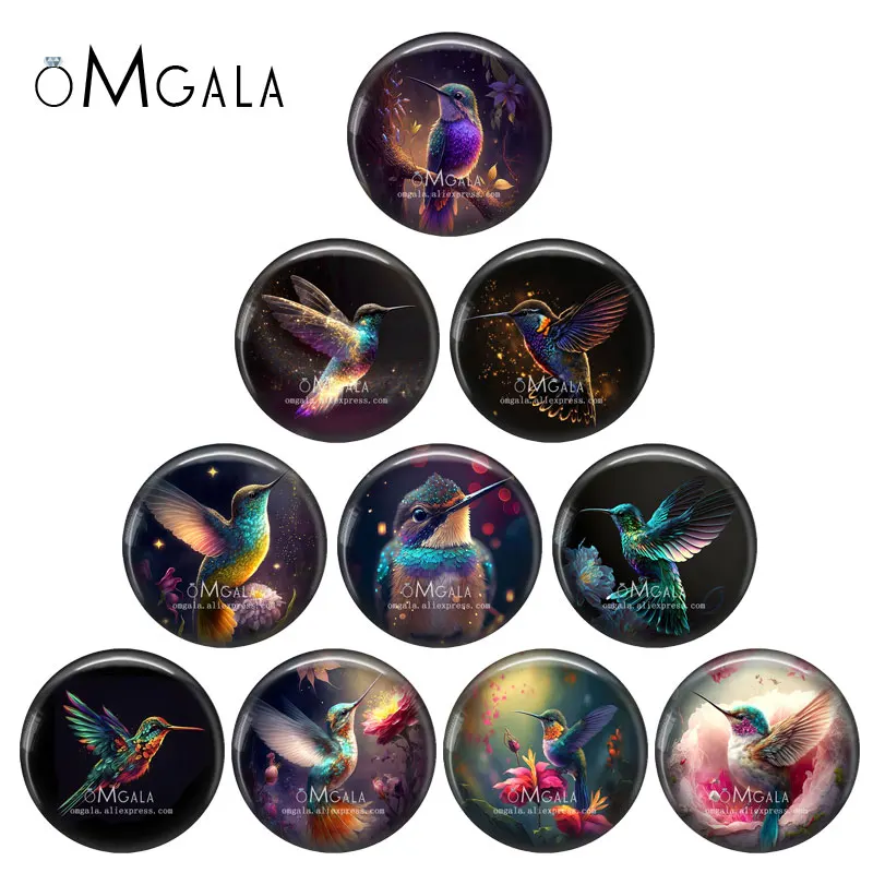 Magic Humming Bird Patterns 12mm/18mm/20mm/25mm Okrągły szklany kaboszon fotograficzny demo z płaskim tyłem Dokonywanie ustaleń