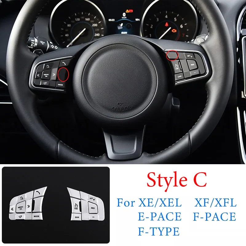 Aluminum Alloy Silver For Jaguar XE XF F-PACE E-PACE F-TYPE Car Steering Wheel Button Sequin Decorative Sticker Car Accessories