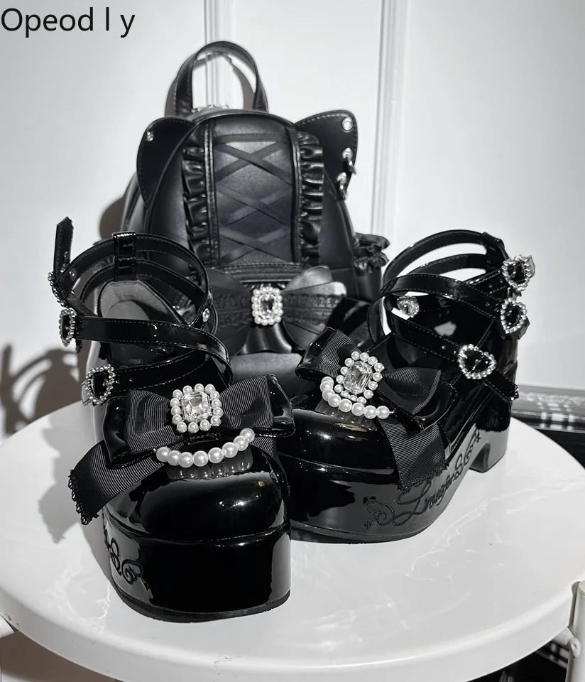 

Original Mass-produced Platform Shoes Japanese Muffin Shoes Sweet Cool Girl Shallow Mouth Goth Heavy Rhinestone Pumps Shoes