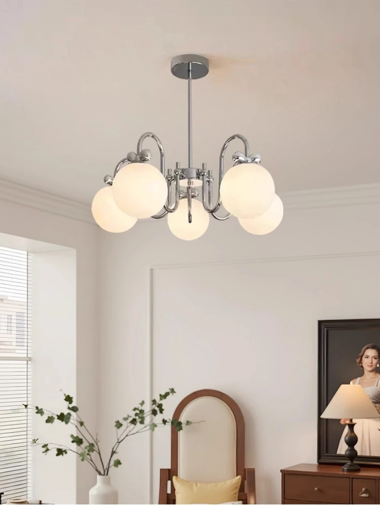 Middle Bauhaus living room pendant light creative bow restaurant light French cream style bedroom magic bean lamp