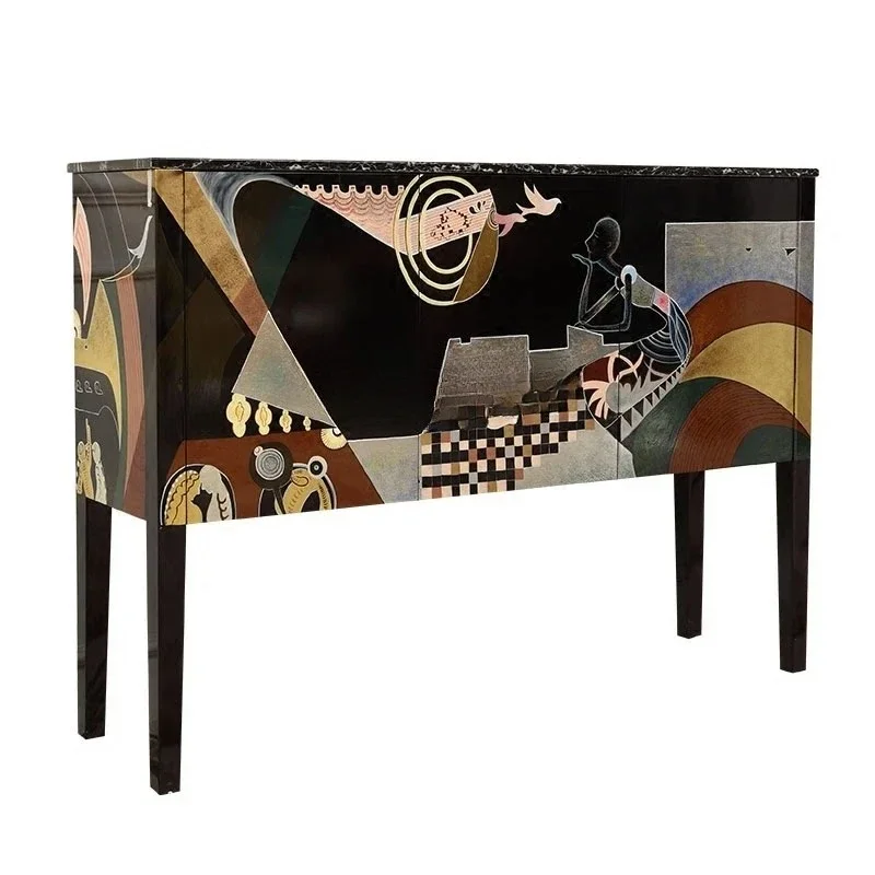 Modern simple marble solid wood dining side porch partition cabinet living room sofa back cabinet