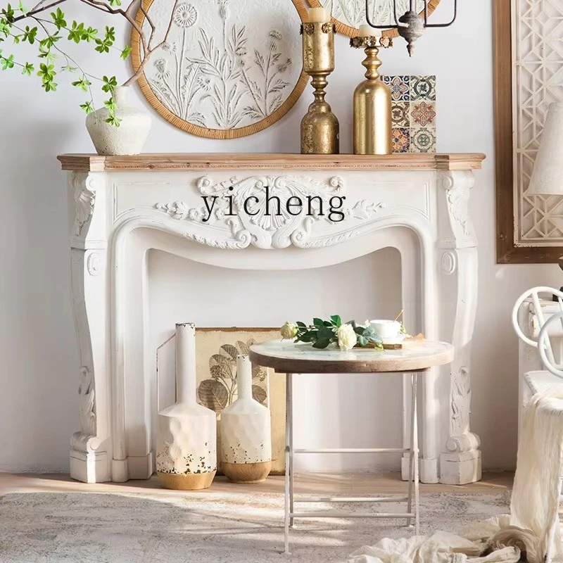 GZ-21 Fireplace Decorative Cabinet Living Room Against Wall Gypsum Solid Wood Arch Simulation Fireplace Locker