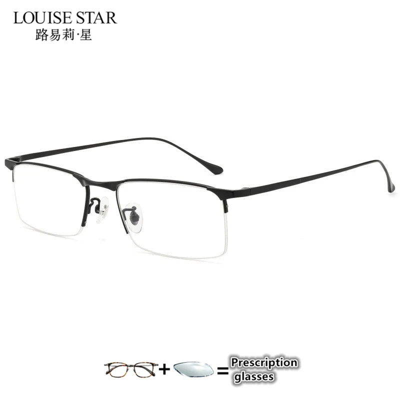 LOUISE STAR Pure Titanium Half Frame Men's Optical Glasses Frame Commercial Prescription Myopia Glasses Frame