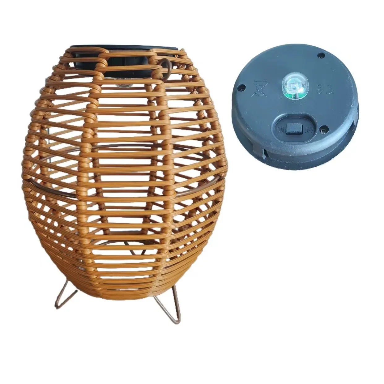 Lanterna solar exterior do Rattan da imitação, candelabro do bambu, pátio, varanda, decoração do jardim, luzes de vela, atmosfera criativa