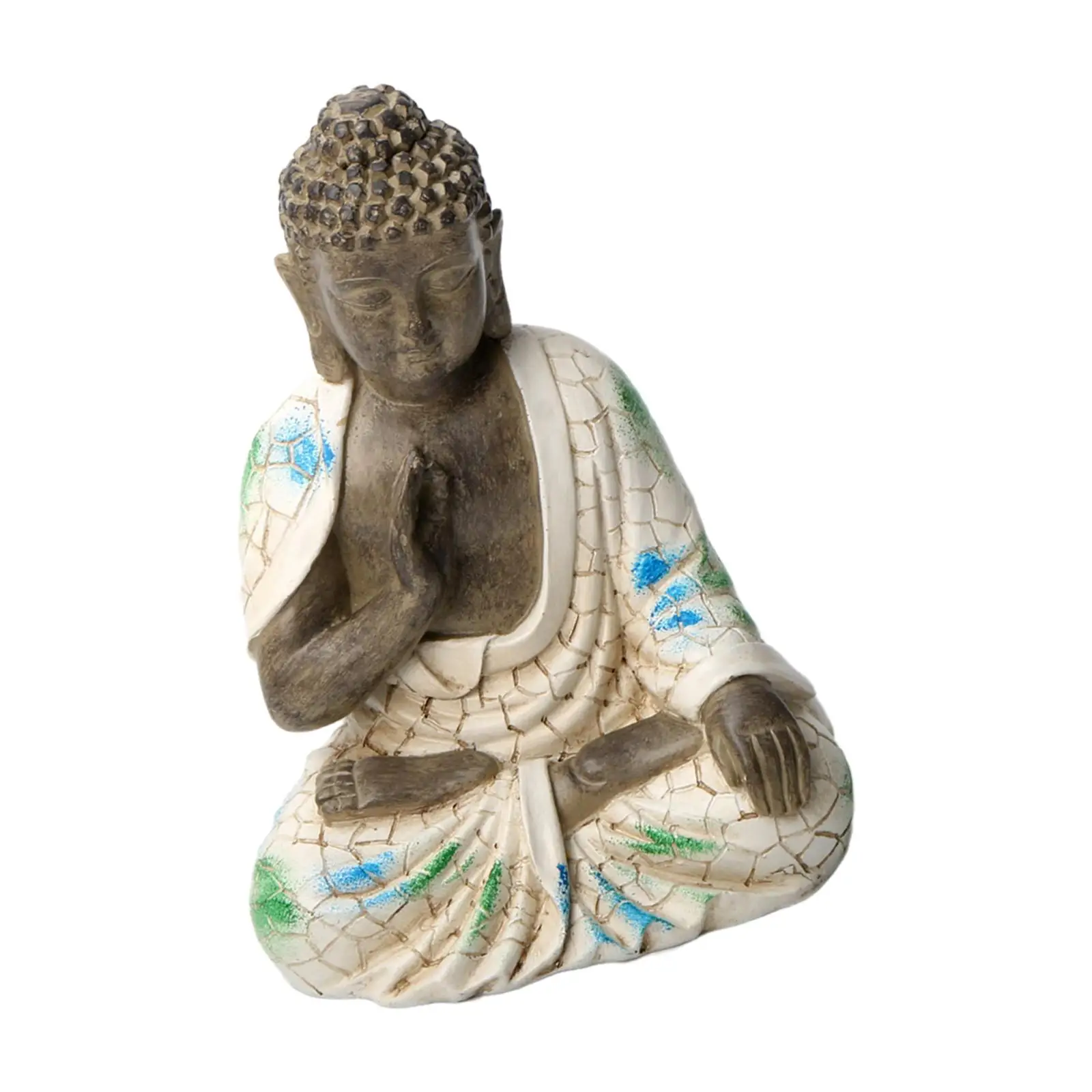 Small Buddha Statue Decorative Piece Resin Figurine for Bookshelf Patio Courtyard