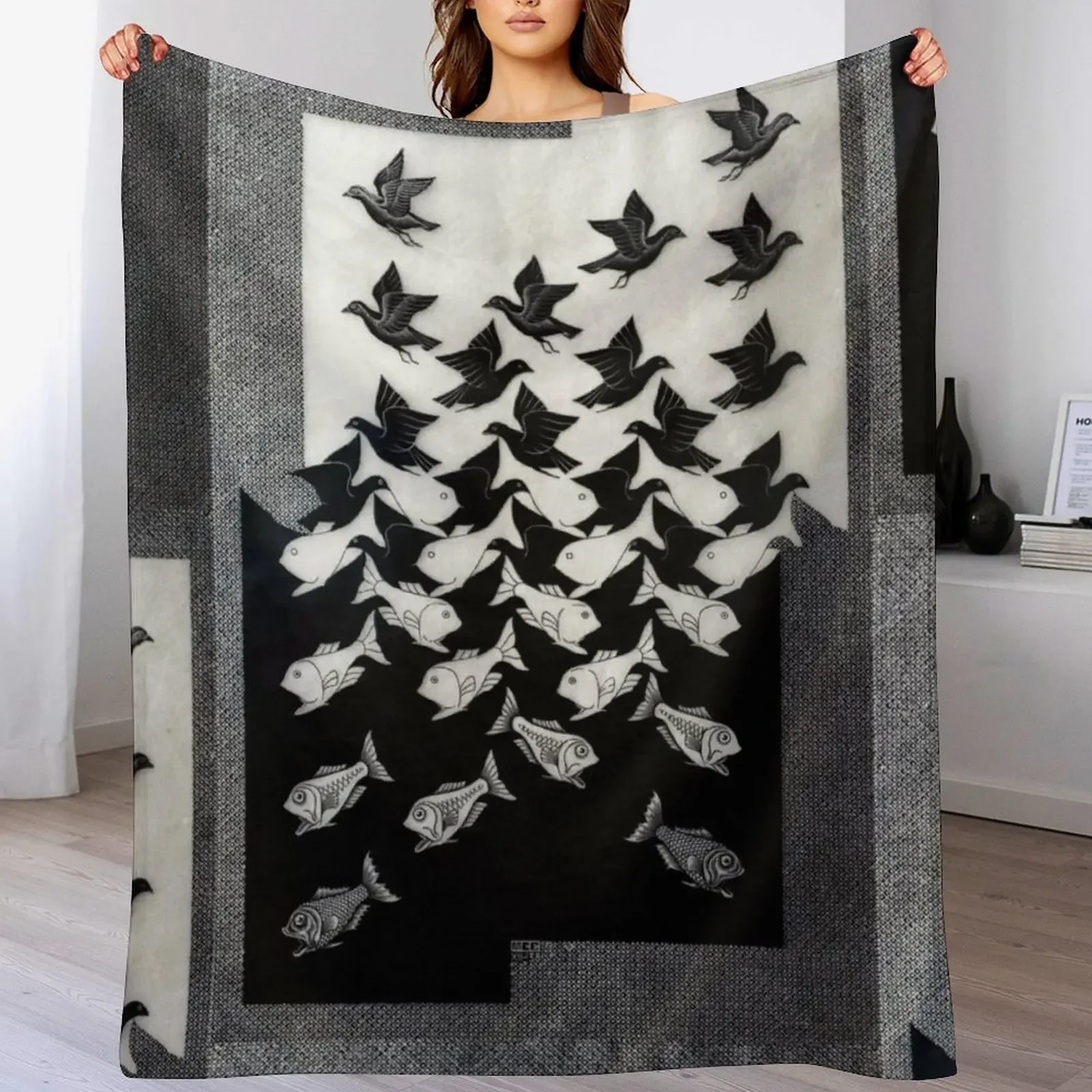

Sky and Water II, by M.C. Escher Throw Blanket Giant Sofa Bed linens halloween manga Blankets