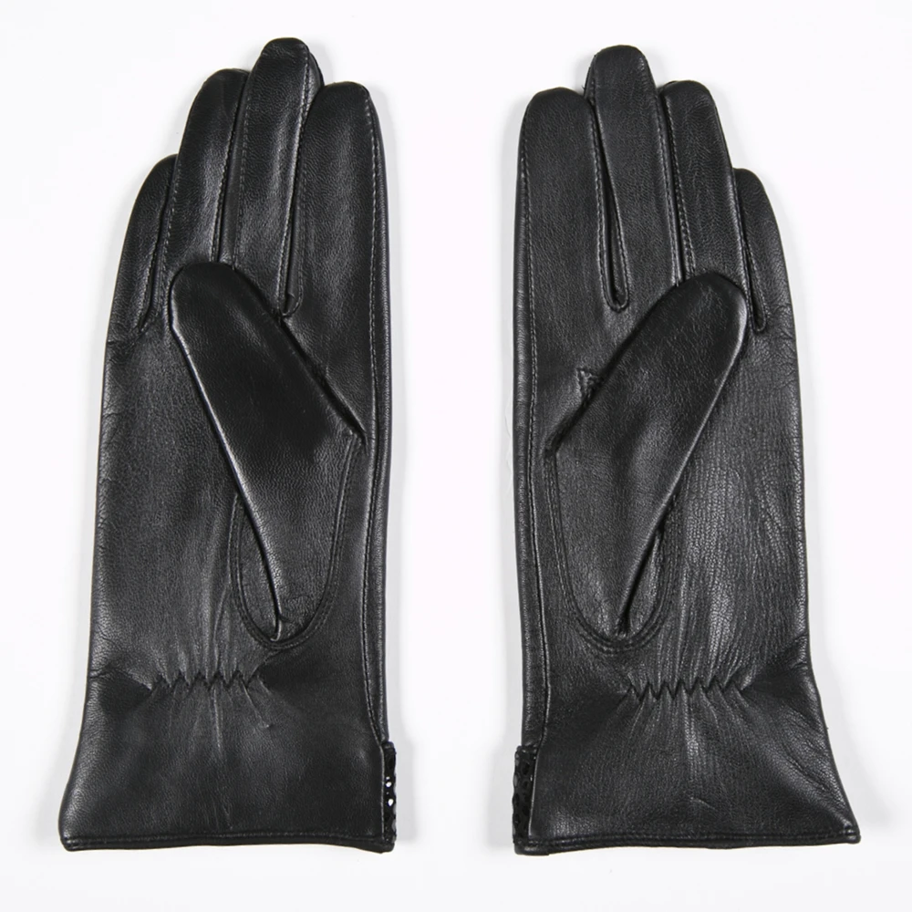 GOURS Winter Real Leather Gloves Women Black Genuine Goatskin Gloves Fleece Lining Warm Soft Driving Fashion New Arrival GSL033