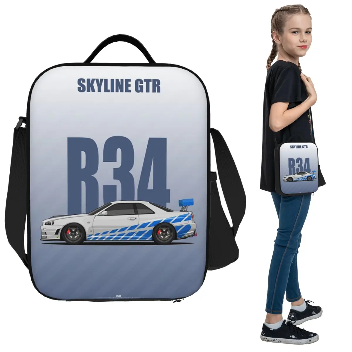 

Skyline GTR R34 1 Insulated Lunch Bag for Kids School Cooler Thermal Food Box Tote Leakproof Lunch Boxes Container