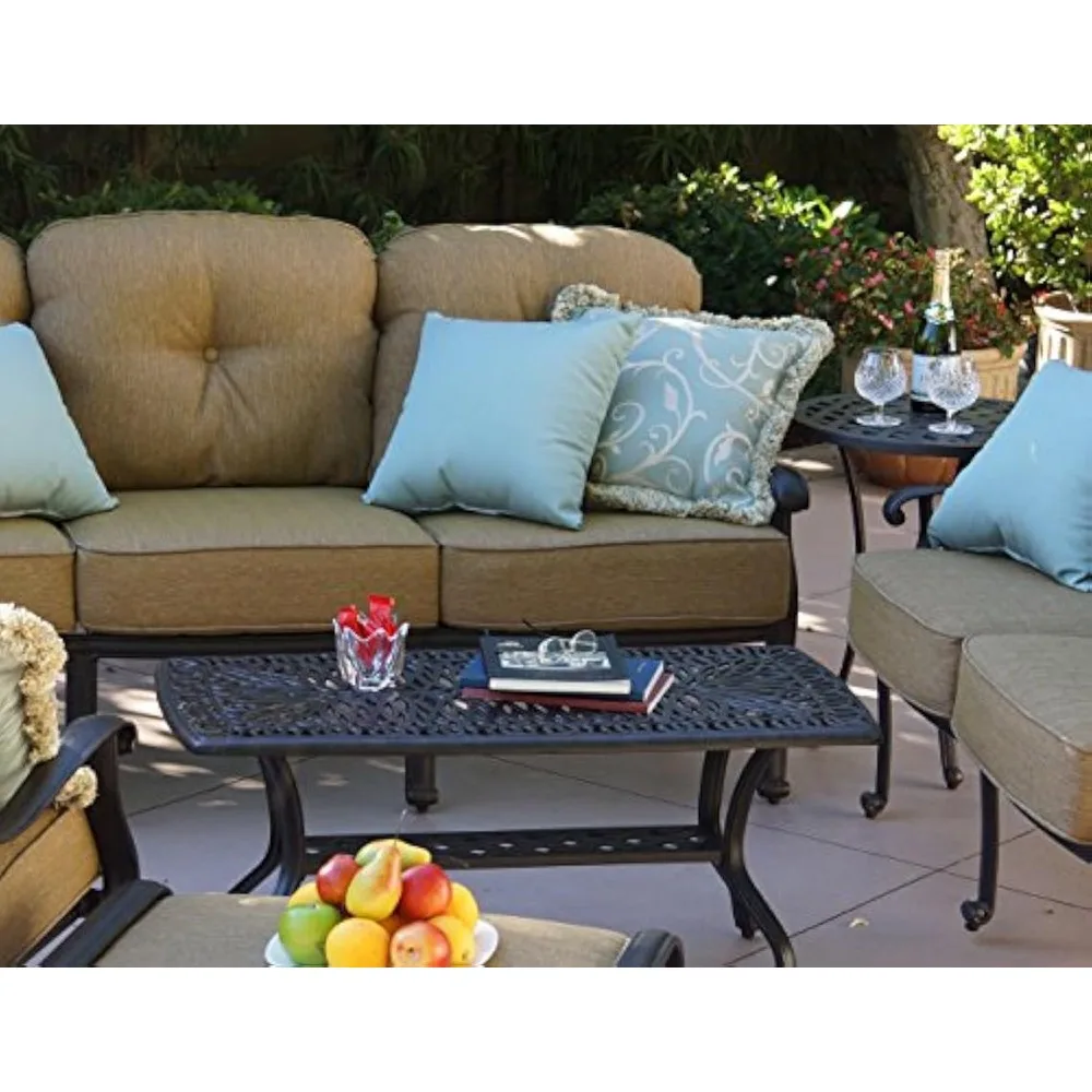 Elisabeth Antique Bronze Rectangular Aluminum Coffee Table, 21" x 42"