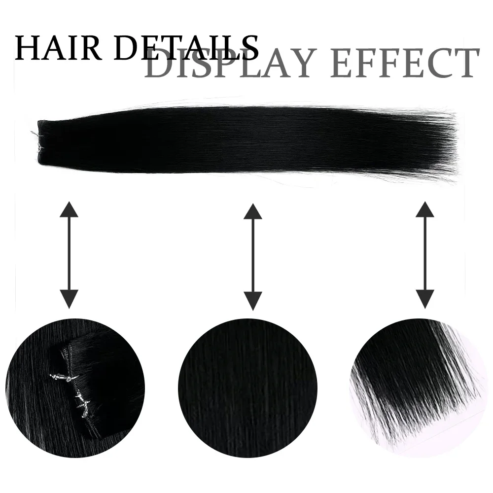 DIYOMO Bundel Rambut Manusia Remy Brasil 100g Rambut Lurus Warna Alami Potongan Rambut Jahit untuk Ekstensi Rambut