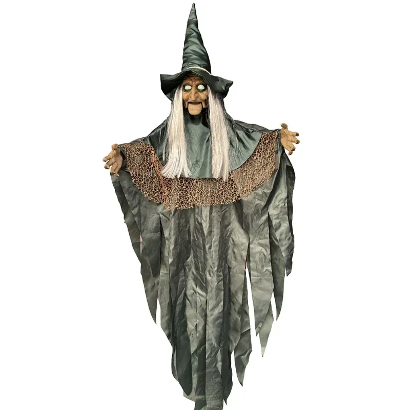 Halloween decoration witch voice-activated props ghost festival haunted house bar toys horror electric luminous hanging ghost