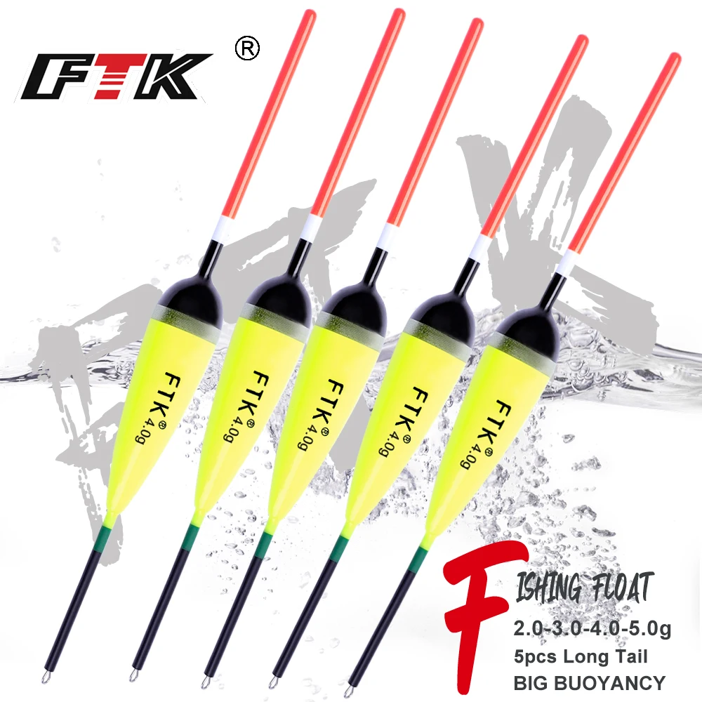 FTK 5pcs/lot Fishing Float Size 2g-4g Barguzinsky Fir Floats Carp Fishing Bobber Vertical Buoy Length 15.5-20cm Fishing Tackle