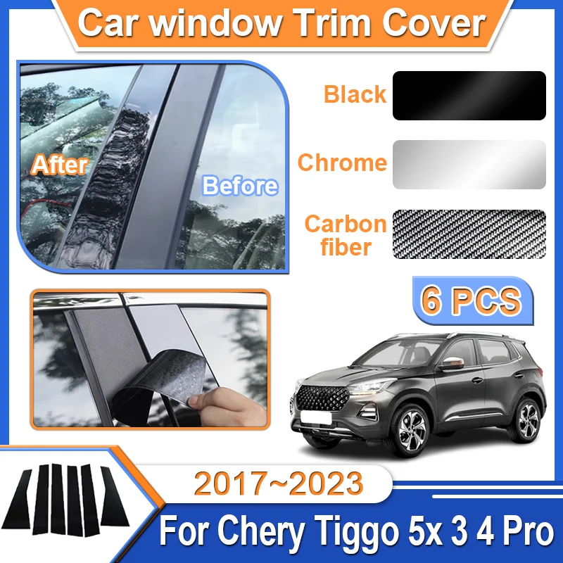 

6 шт. Накладка на окно для Chery Tiggo 5x 3 4 Pro DR5 EMC Wave 3 2017~2023 2020, наклейка с зеркальным эффектом, автомобильные аксессуары