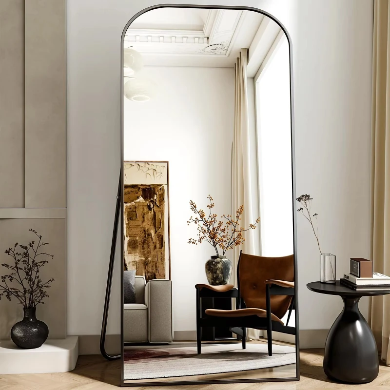 Aluminum full-length top curved 130 full-length mirror wall-mounted and vertical modern design wedding vanity mirror