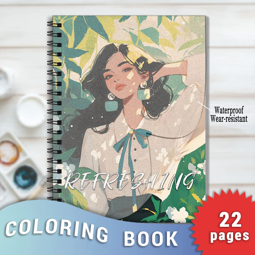 Adult Coloring Book 8.3x11.2 Inches 22 Pages Beauty Character Design Stress Relief Emotion Positivity Focus