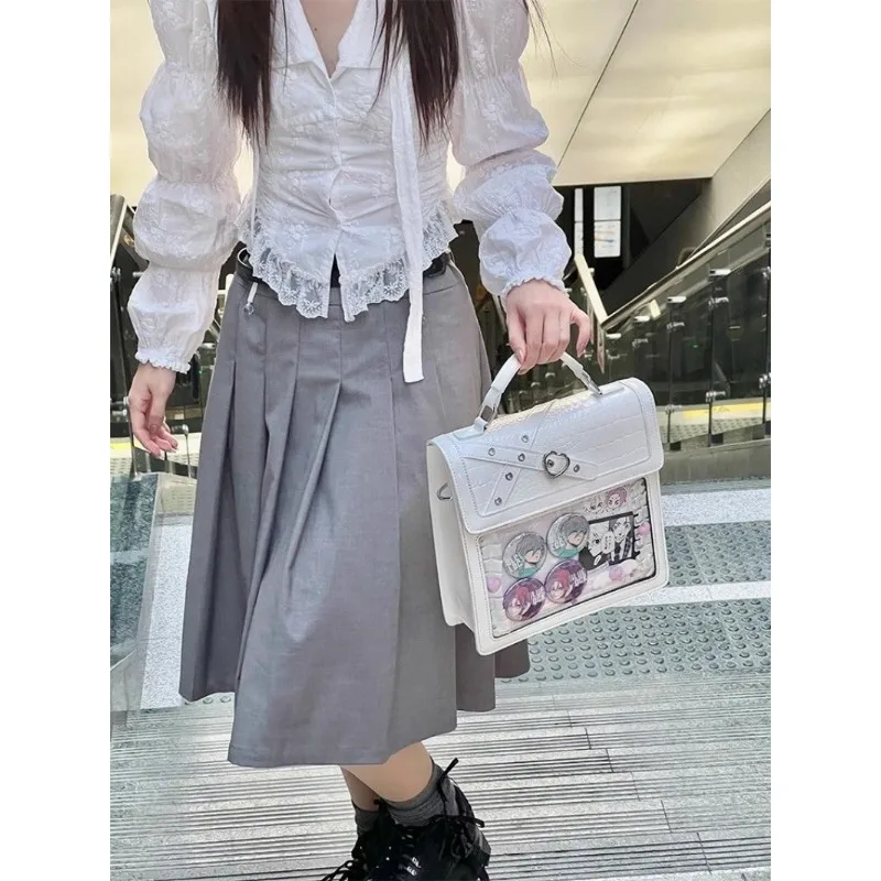 Y2K Gothic Kawaii Fashion Ita Bag, Backpack, Shoulder and Crossbody Bag, New DIY Badge Knapsack with Transparent Pocket for