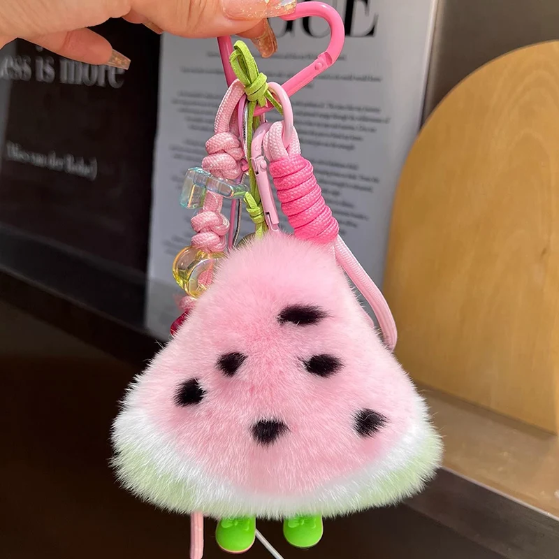 Concha de tortuga, piel de conejo, sandía, decoración colgante, mochila escolar de felpa, estatuilla colgante, bolsa de sandía, regalo