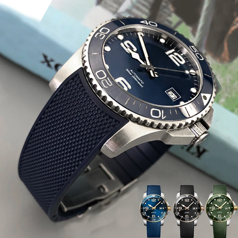 21mm New Style Rubber Watch Strap Black Blue Gray Waterpoof  display picture 1