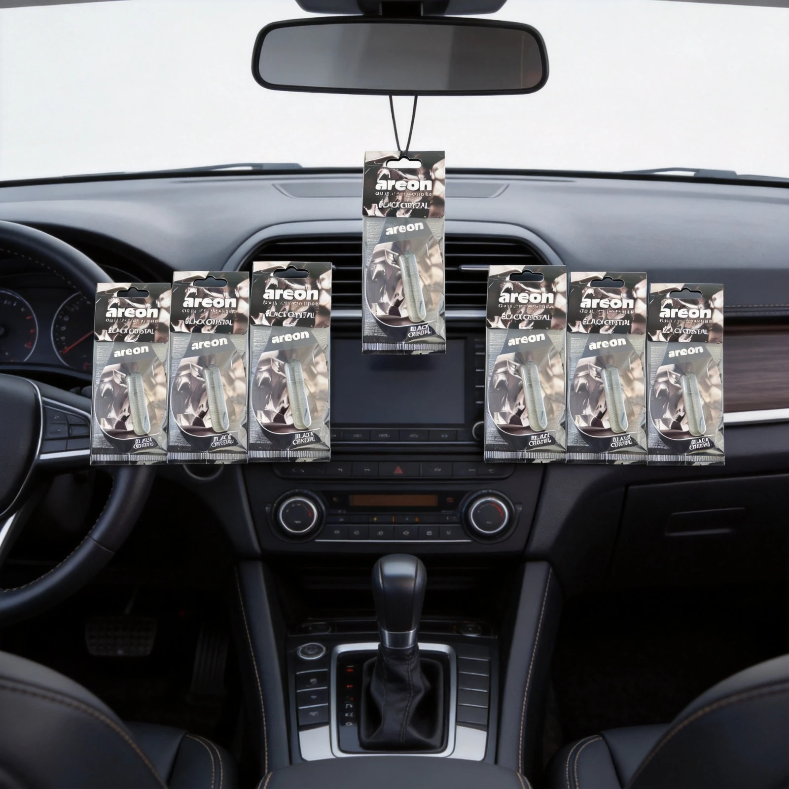 Areon 5/20 Stück BLACKCRYSTA Duft-Autoduftspender, Natürliches Teeduft-Papier, Zum Aufhängen im Auto, Auto-Innenraum-Zubehör