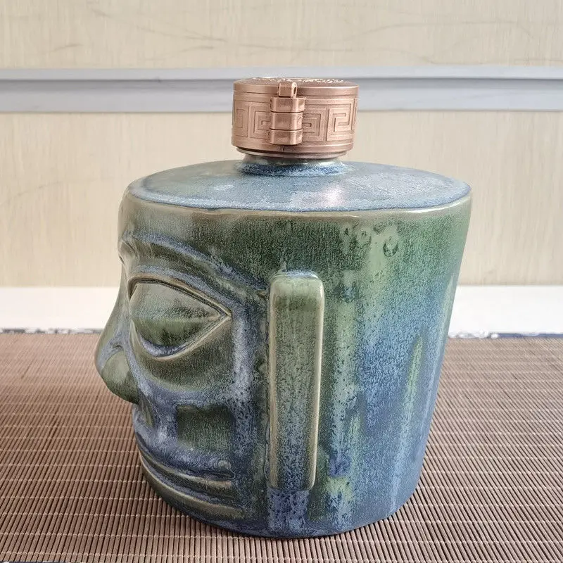 Jingdezhen bottiglia di vino in ceramica imitazione Sanxingdui vaso di vino sigillato contenitore per la conservazione del vino