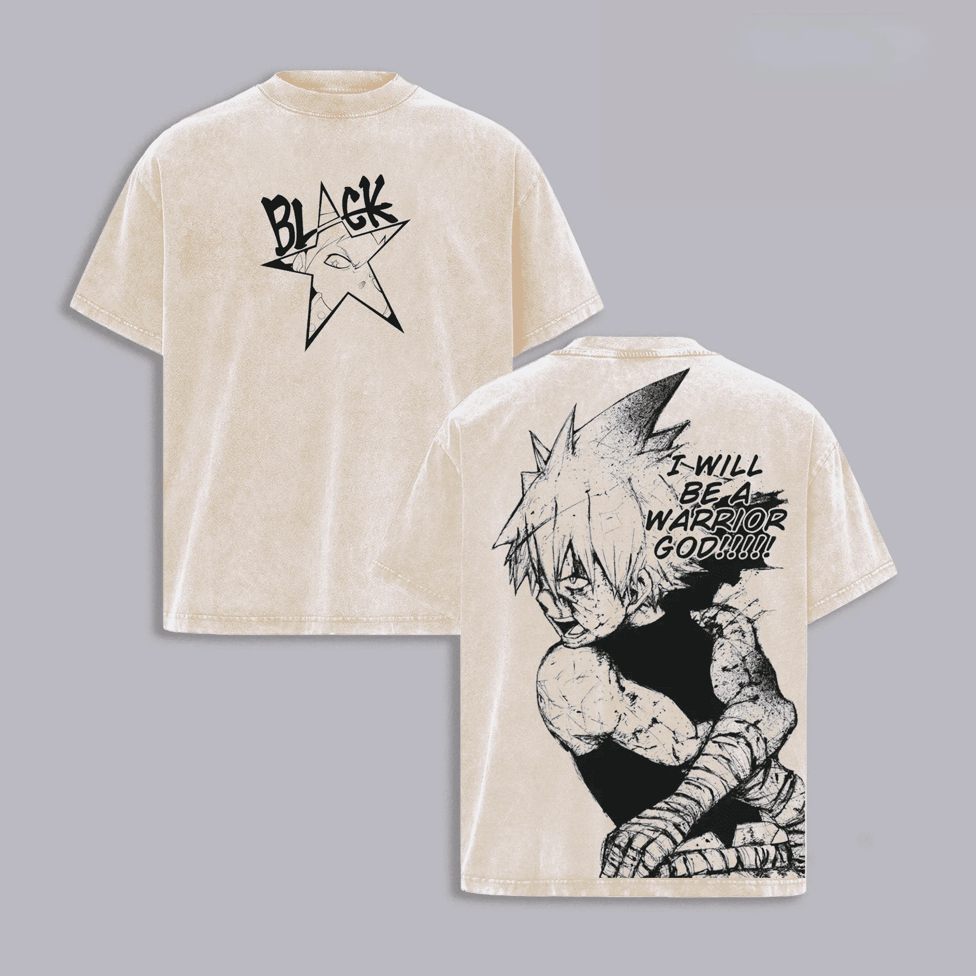 Soul Eater Black Star Anime T Shirt Trendy Y2k Vintage Washed T-shirt Men Women Clothing Summer Short Sleeve Cotton Tees Tops
