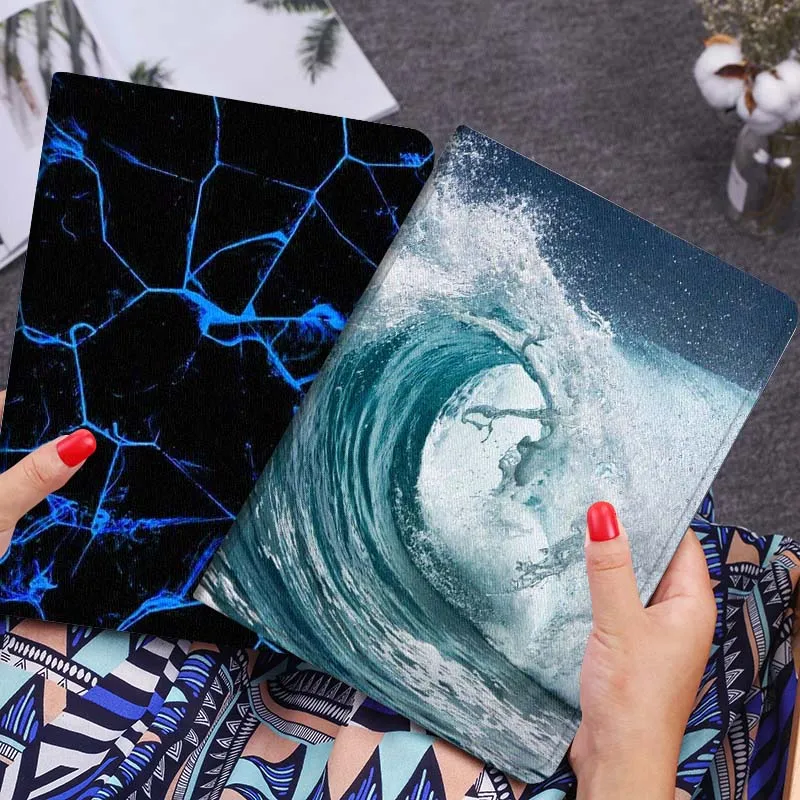 

Big Blue Ocean Wave Tablet Case For Huawei Honor MatePad MediaPad Air 5 6 7 11 V6 V7 V8 V9 X9 X8 T10 T10s C5e T5 Gift