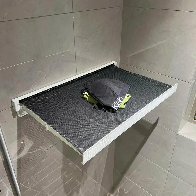 Bathroom Invisible Balcony Drying Rack Foldable Suction Cup Bath Towel Rack Toilet Wall Hanging Clothing Rack Retractable