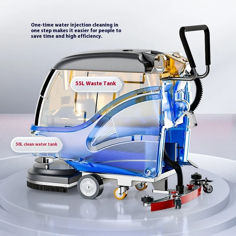 Industrial Floor Scrubber, Commercial Factory Workshop Floor Scrubber, Hand Push Suction Mop Integrated Sweeping Machine
