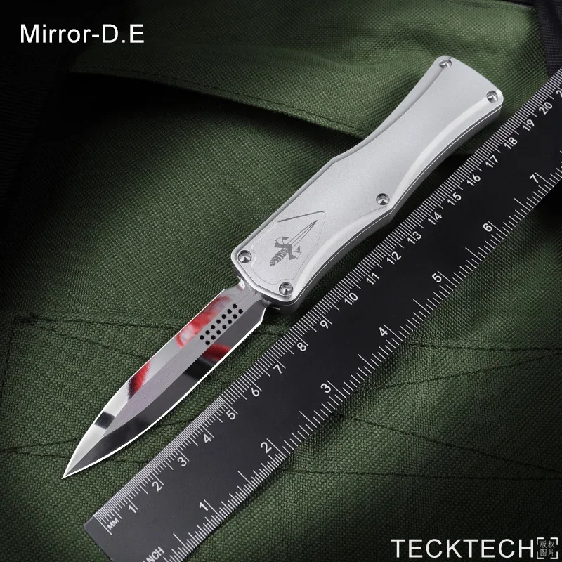 Mirror Silver Hera MICRO TECK TECH Knife D2 Drop Point Blade CNC T6 High End EDC Self Defense Tactical Combat Pocketknife