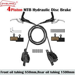 DYISLAND 4-Pistons MTB Hydraulic Disc Brake Set Mountain bike Brake With Cooling Brake Pads Oil Pressure Caliper Clamp Brake
