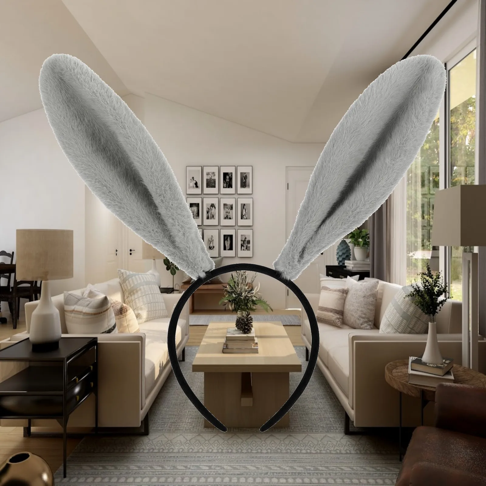 Cute Animal Ears Headband Plush Bunny Hairband for Adult Women Girls Cosplay Party Stage Show Accessory