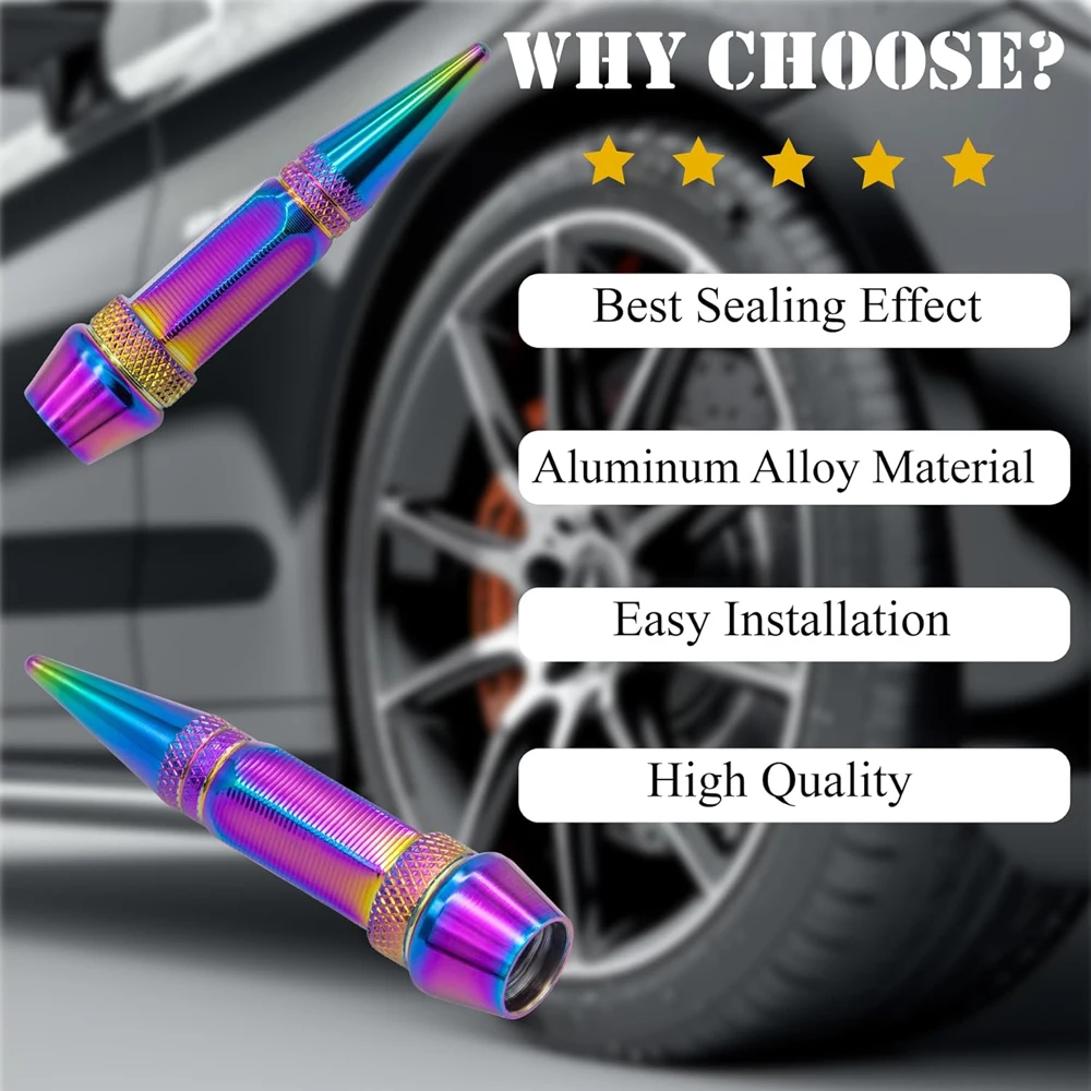 4PCS Tire Valve Stem Caps Aluminium Alloy Dustproof Tire Valve Stem Covers for Cars, SUV, Trucks, Bikes, Motorcycles, Bicycles