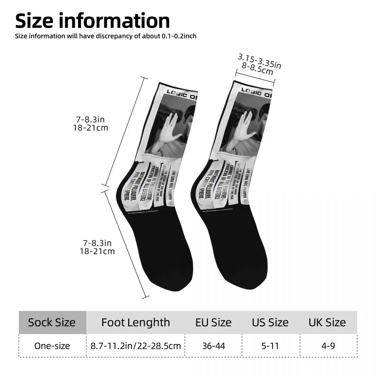 Funny Happy Sock for Men Logic Hip Hop Starr Trrekk Quality Pattern Printed Crew Sock Seamless Gift