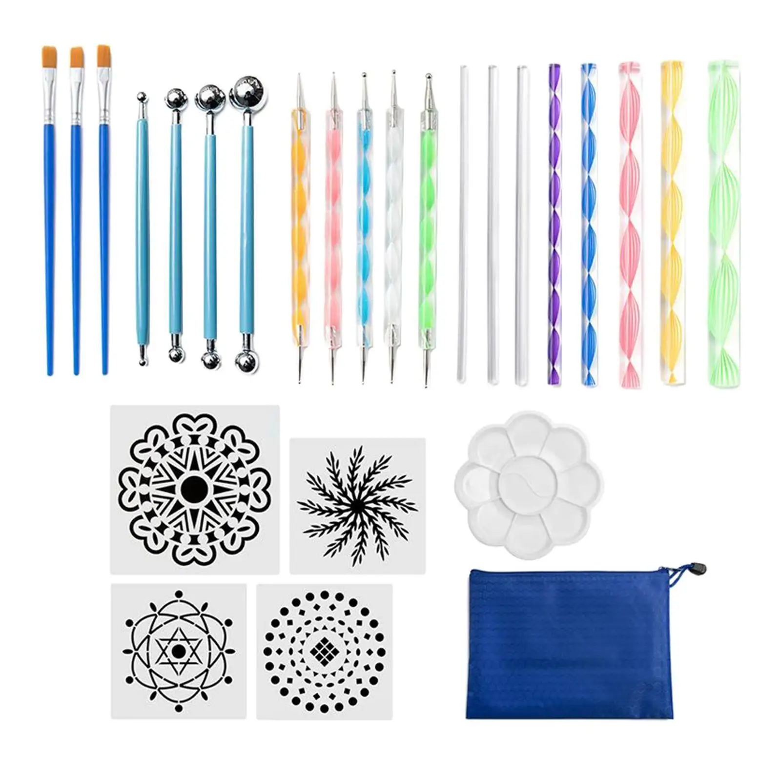 Mandala Dotting Tools Set with Ball Stylus and Mandala Stencil Thick Reusable Templates for Drawing a Circle for Adults