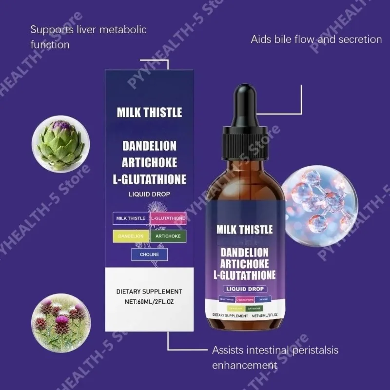 Docteat Milk Thistle Drops Herbal Body Care Supplement with Milk Thistle Extract Dandelion Support Liver Metabolic Function 60ml