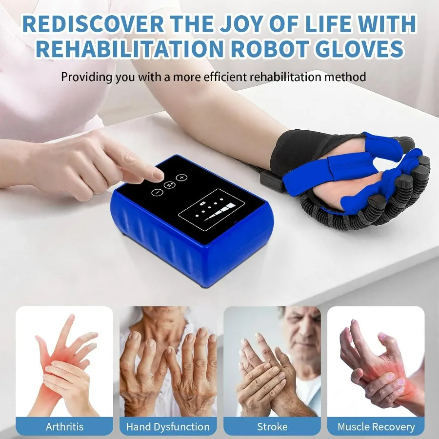معدات إعادة تأهيل اليد، قفازات علاجية لجهاز استعادة اليد السكتة الدماغية، قفاز إعادة تأهيل آلي لتدريب الأصابع، قابل للتعديل