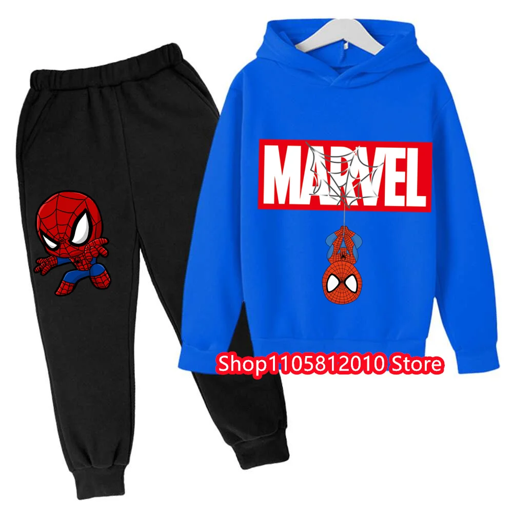 Cute Cartoon Spider Print Tracksuit for Kids, Boys Hoodie & Jogger Pants Outfit Set, Soft Fabric for Daily & Outdoor Wear