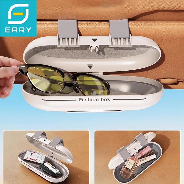 

Eary Car Glasses Case Sunglasses Holder for Car Visor Portable Eyeglass Clip Mount for Car Accessories Ticket Card Organizer Box